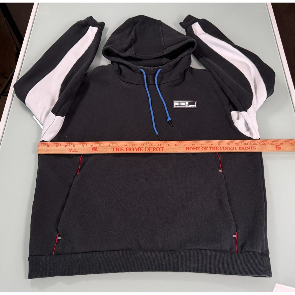 Puma Black & White Cotton Blend Men's Color Blocked Hoodie Logo - XL - Picture 4 of 9